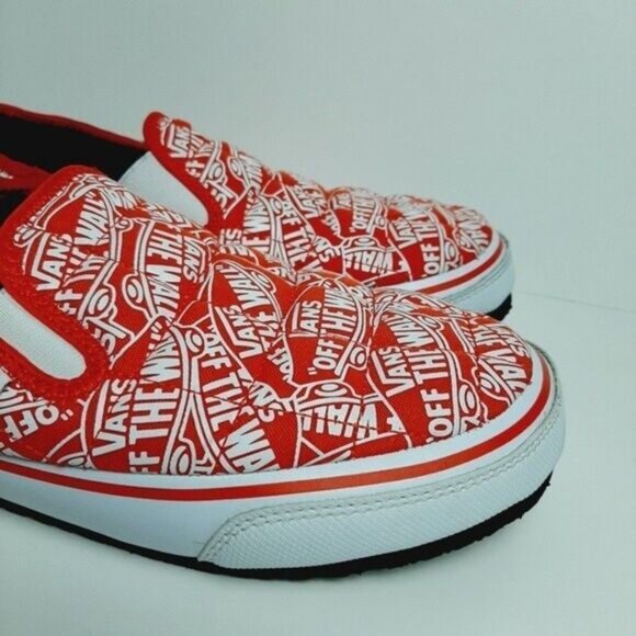 VANS / Slip-Er 2 Quilted Slipper Slip-on Sneaker Shoe Red & White Logo Sz 9.5 - Picture 4 of 16